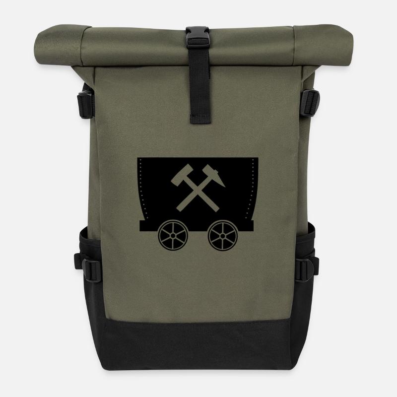 Glück Auf! Logo Schlägel und Eisen Lore - Rolltop Rucksack - Olive/Schwarz