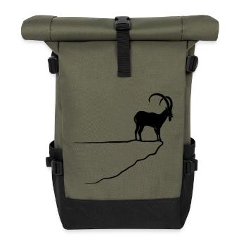 ibex capricorn alpine the alps bavaria mountains - Roll Top Backpack - olive/black - Front