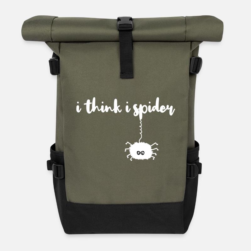 i think i spider, ich glaub ich spinne Lustig - Rolltop Rucksack - Olive/Schwarz