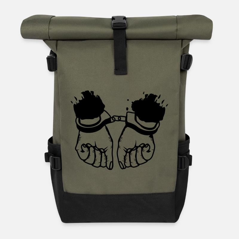 Hände und Handschellen - Rolltop Rucksack - Olive/Schwarz