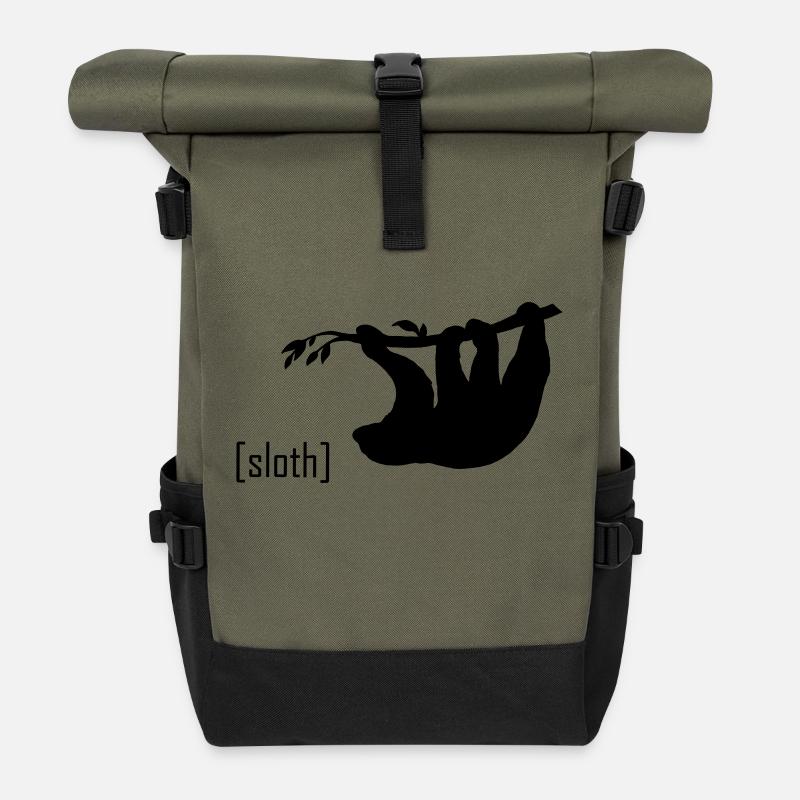 faultier__schwarz - Rolltop Rucksack - Olive/Schwarz
