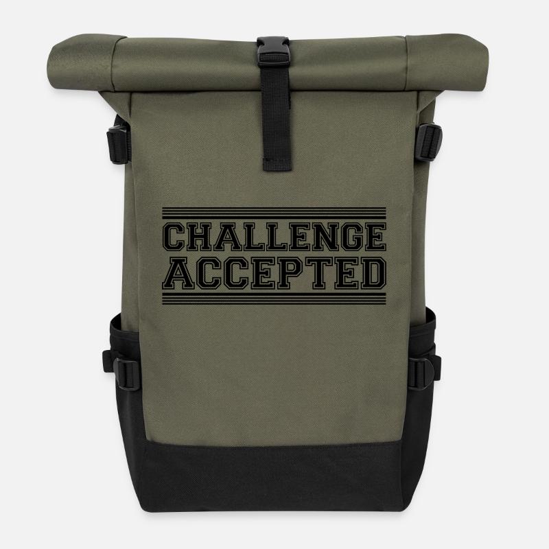 Challenge Accepted Design - Rolltop Rucksack - Olive/Schwarz