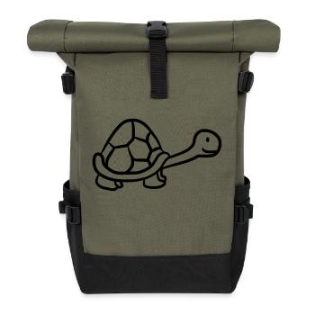 Kleine süße niedliche Schildkröte - Rolltop Rucksack - Olive/Schwarz - Vorne