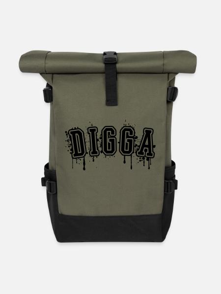 DIGGA - Rolltop Rucksack - Olive/Schwarz