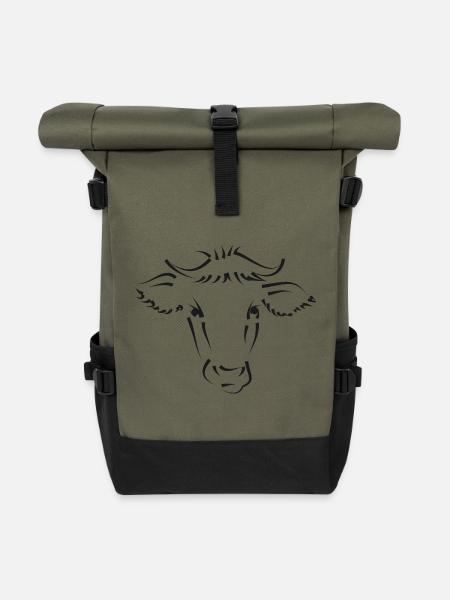 Kuh Kühe - Rolltop Rucksack - Olive/Schwarz