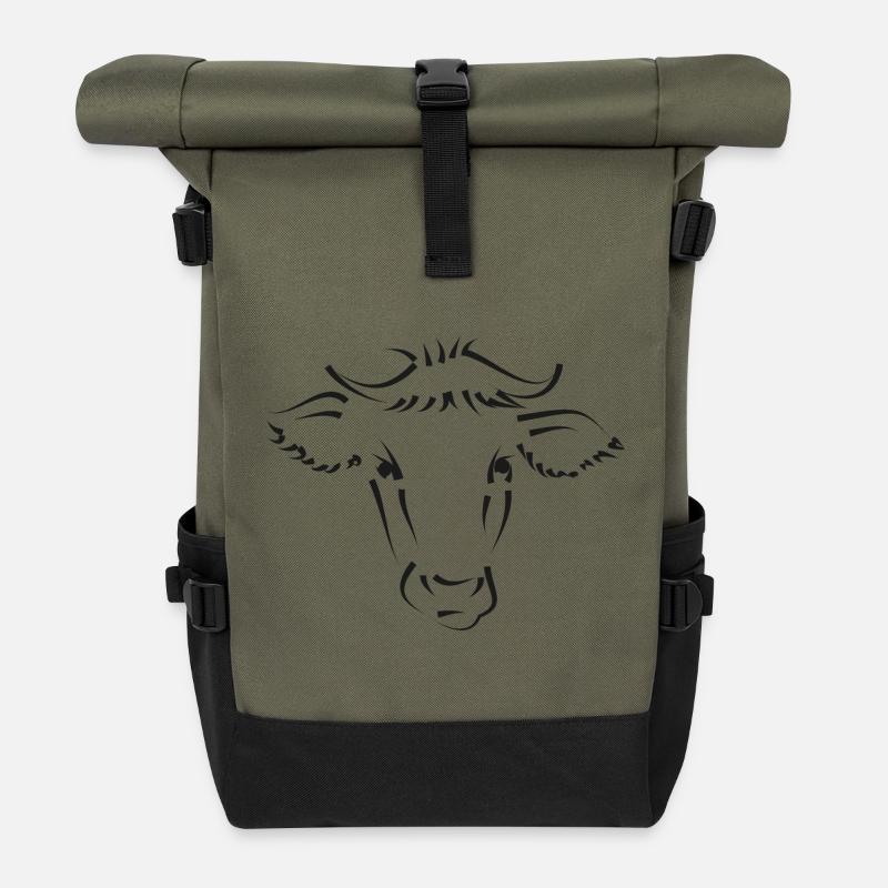 Kuh Kühe - Rolltop Rucksack - Olive/Schwarz