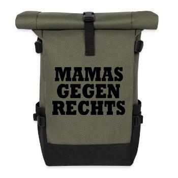 Mamas gegen rechts - Rolltop Rucksack - Olive/Schwarz - Vorne