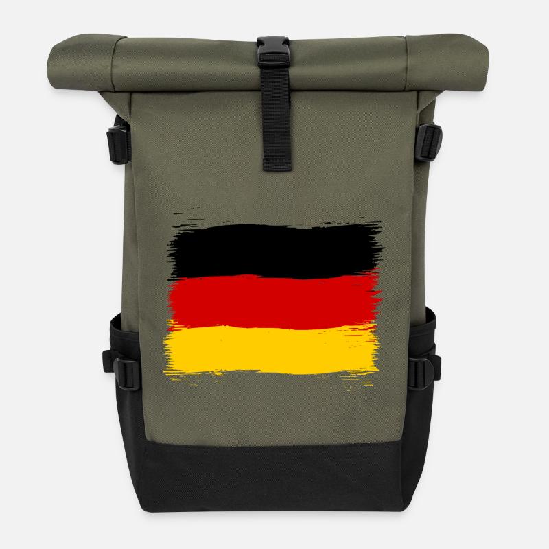 Deutschland Farben schwarz rot gold - Rolltop Rucksack - Olive/Schwarz