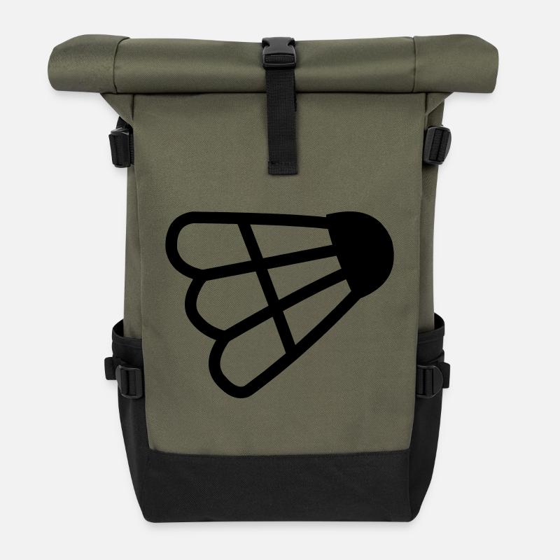 Badminton einfaches Shuttle-Logo - Rolltop Rucksack - Olive/Schwarz