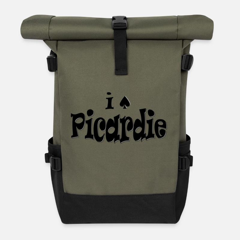 I love Picardie - Sac à dos roll top - olive/noir