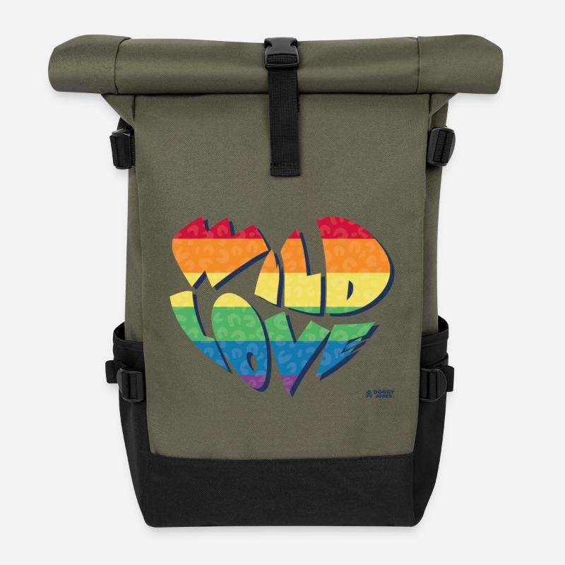 Amour sauvage - Sac à dos roll top - olive/noir