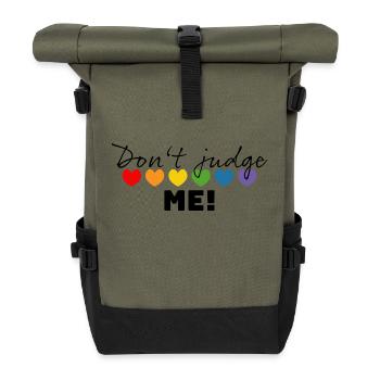 Regenbogenherzchen dont judge me schwarz - Rolltop Rucksack - Olive/Schwarz - Vorne