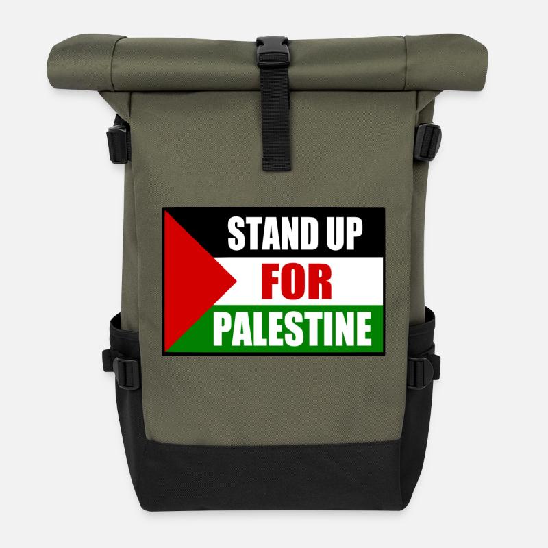 stand up for palestine - Roll Top Backpack - olive/black