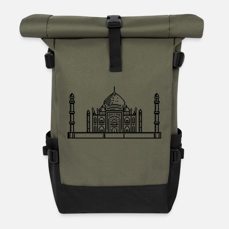 1 bit Pixel Taj Mahal - Sac à dos roll top - olive/noir