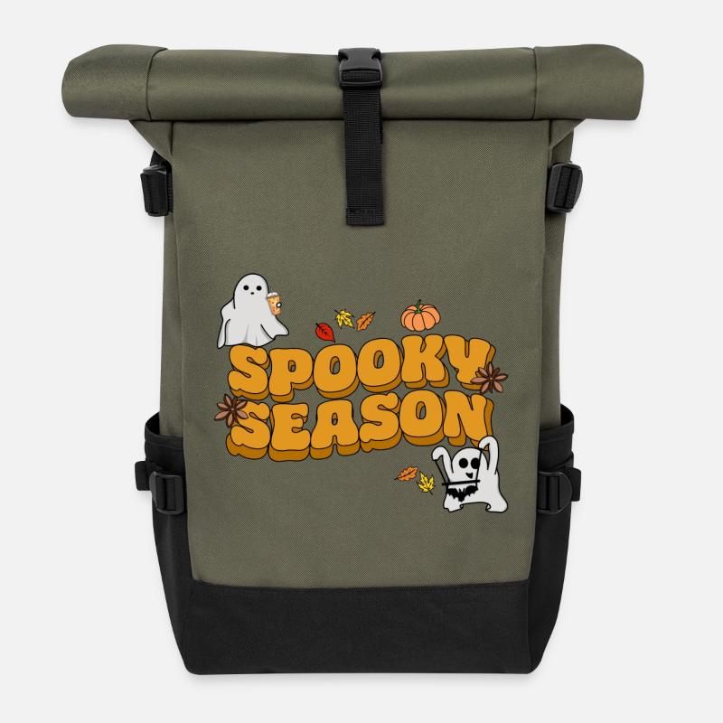 halloween spooky season - Rolltop Rucksack - Olive/Schwarz