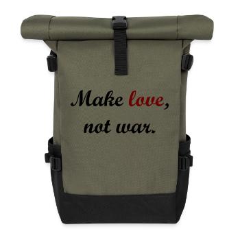 love not war - Rolltop Rucksack - Olive/Schwarz - Vorne