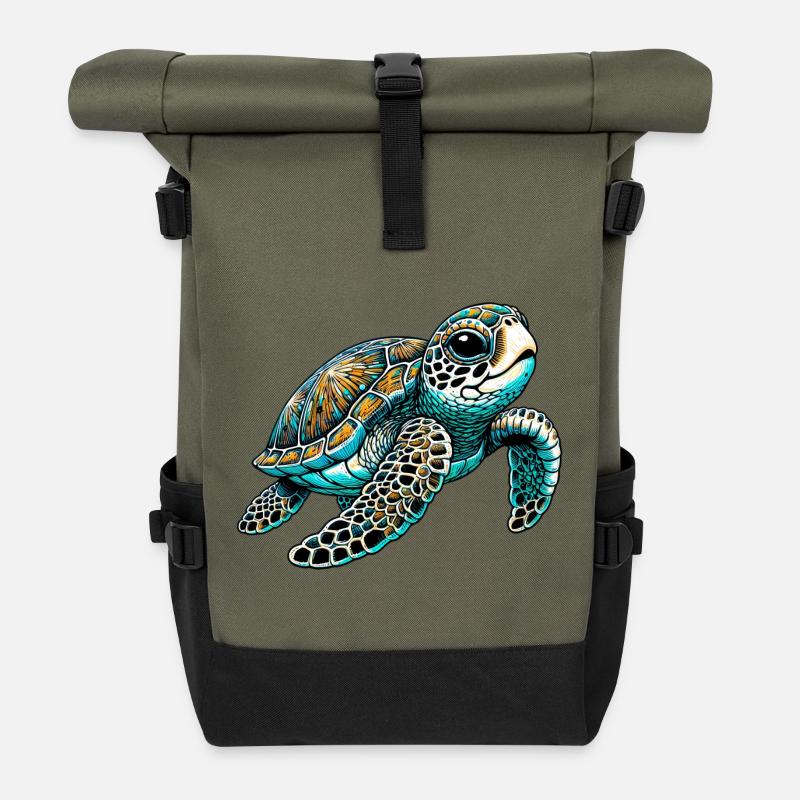 Schildkröte - Rolltop Rucksack - Olive/Schwarz