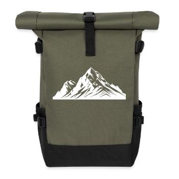 Berge Gipfel Alpen - Rolltop Rucksack - Olive/Schwarz - Vorne
