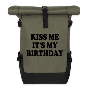 kiss me it's my birthday - Roll Top Backpack - olive/black - Front