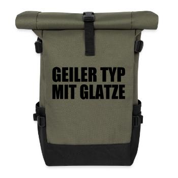 geiler typ mit glatze - Rolltop Rucksack - Olive/Schwarz - Vorne