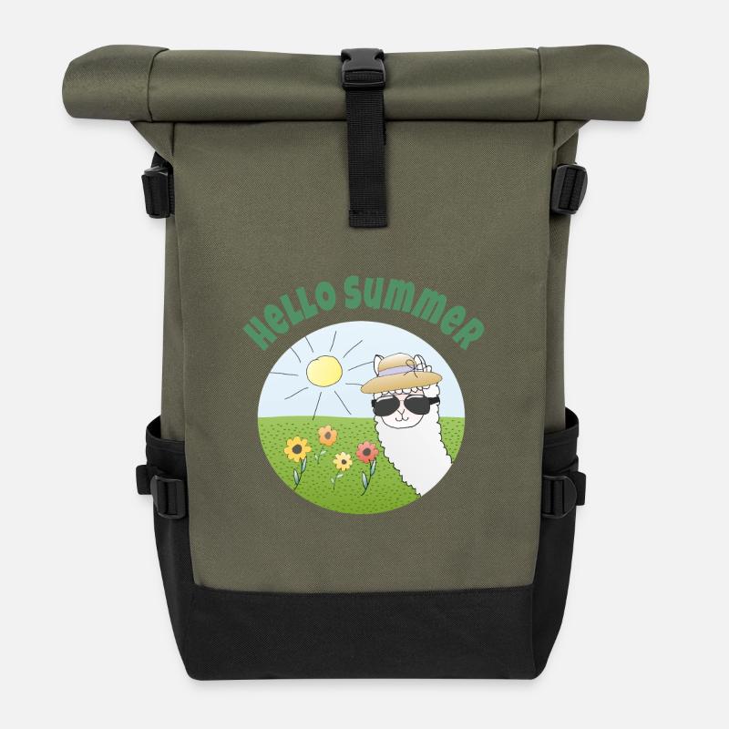 Hello Summer: Sonnenscheinalpaka - Rolltop Rucksack - Olive/Schwarz