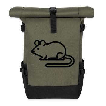 Charming Minimalist Mouse Icon for All Occasions - Roll Top Backpack - olive/black - Front