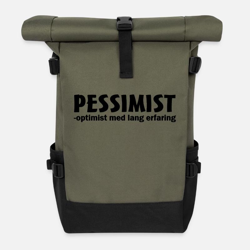 Pessimist Optimist mit langjähriger Erfahrung - Rolltop Rucksack - Olive/Schwarz