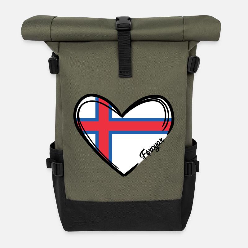 Färöer Inseln - Faroe Islands - Føroyar - Rolltop Rucksack - Olive/Schwarz