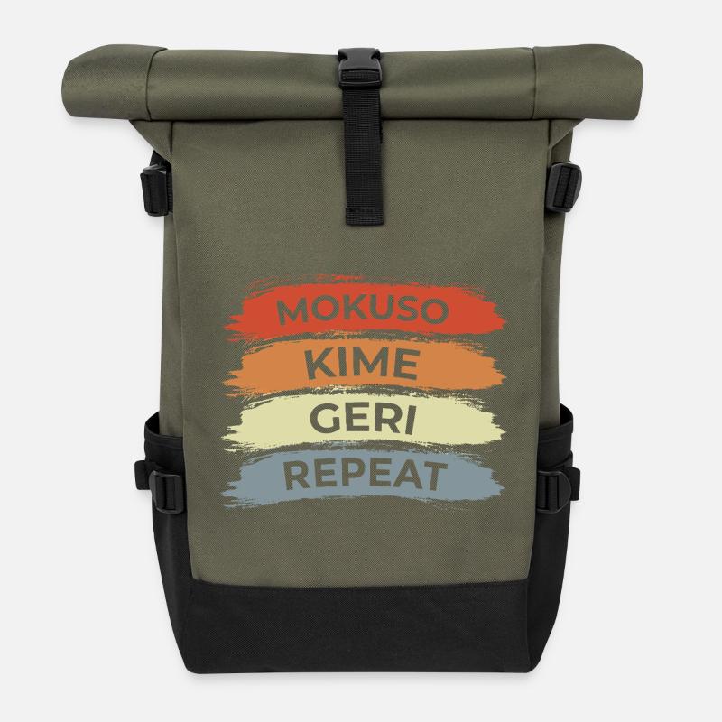 Karate Techniken - Rolltop Rucksack - Olive/Schwarz