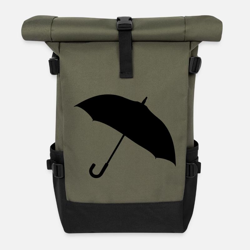 Klassische Regenschirm-Silhouette - Rolltop Rucksack - Olive/Schwarz
