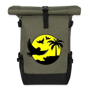 Paradise Insel Birds - Rolltop Rucksack - Olive/Schwarz - Vorne