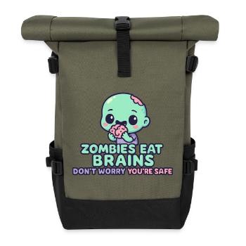 Kawaii Zombie Tastes Brain - Roll Top Backpack - olive/black - Front