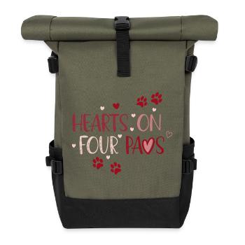 Cœurs sur Quatre Pattes - Sac à dos roll top - olive/noir - Devant