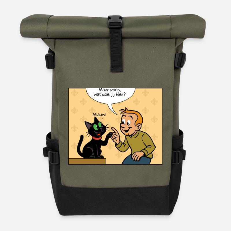 Franky & Meeko first meeting - Roll Top Backpack - olive/black