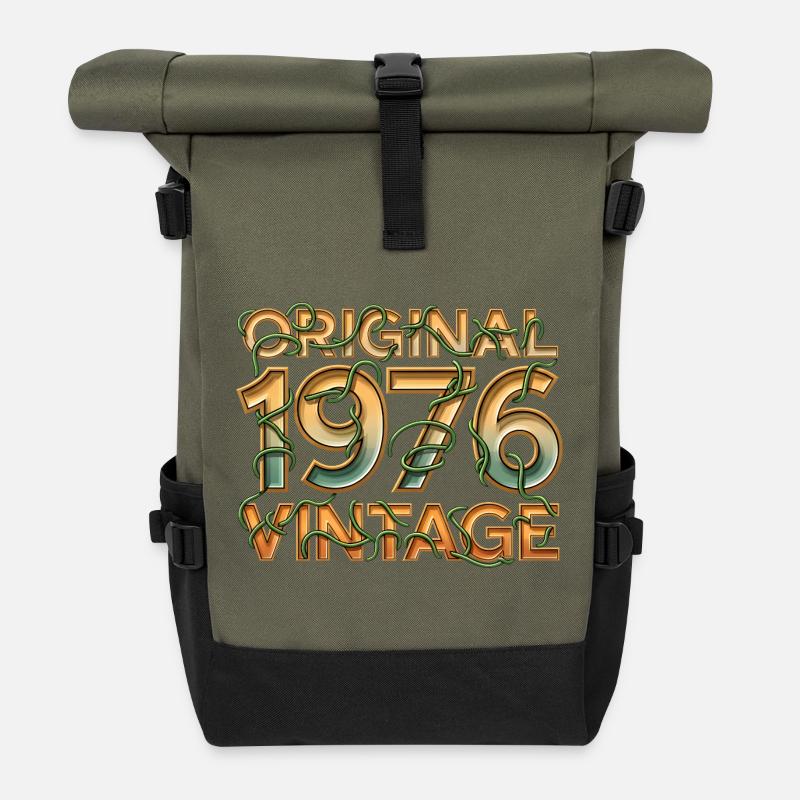 Original 1976 Vintage - Sac à dos roll top - olive/noir