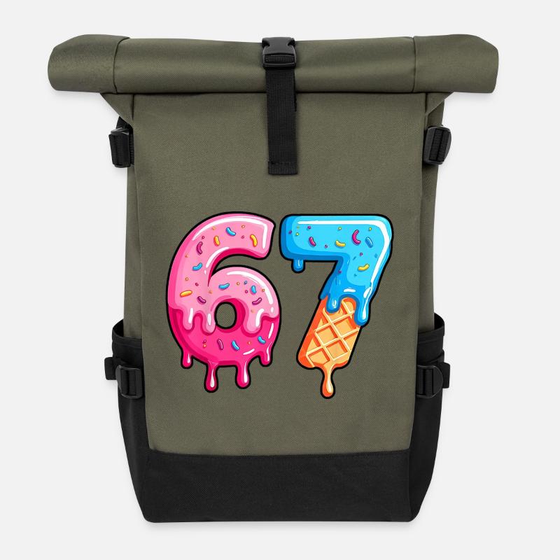 Figures Sweet 6-7 Dessert-Schrift - Rolltop Rucksack - Olive/Schwarz