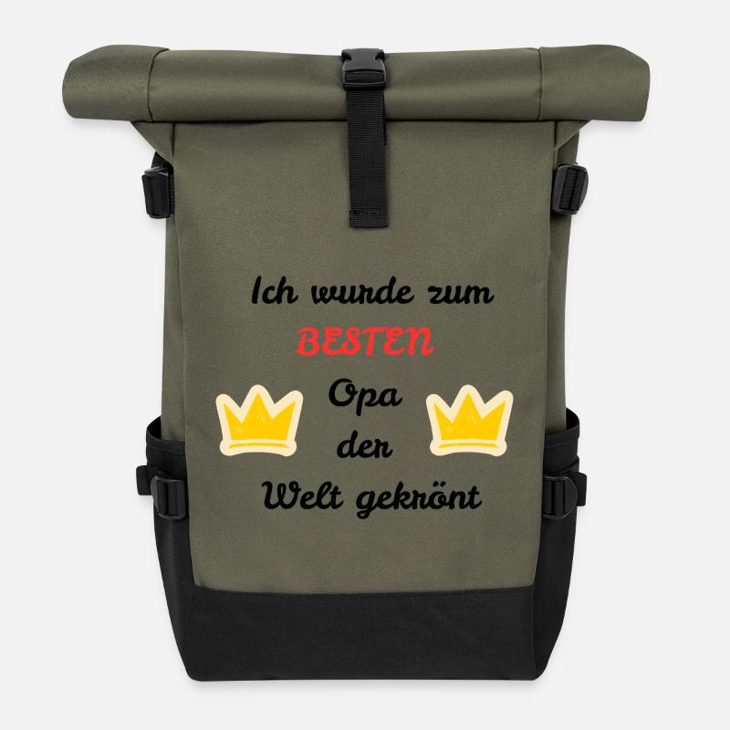 Bester Opa - Rolltop Rucksack - Olive/Schwarz