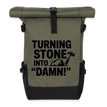 Stonemason funny saying - Roll Top Backpack - olive/black - Front