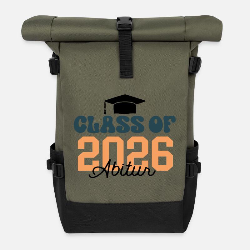 Class Of 2026 Outfit Abi 26 Abitur Hut Graduation - Roll Top Backpack - olive/black
