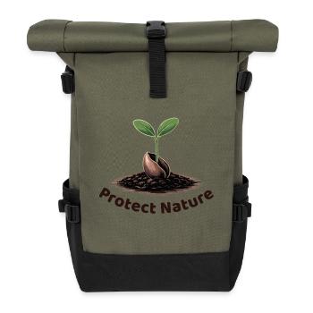Protect nature - Roll Top Backpack - olive/black - Front