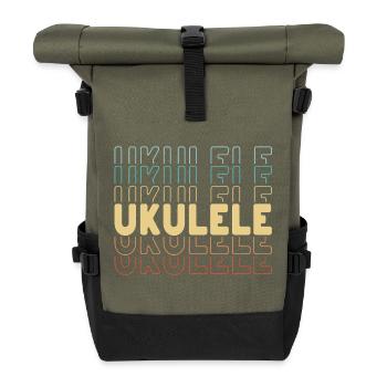 Ukulele typography - Roll Top Backpack - olive/black - Front