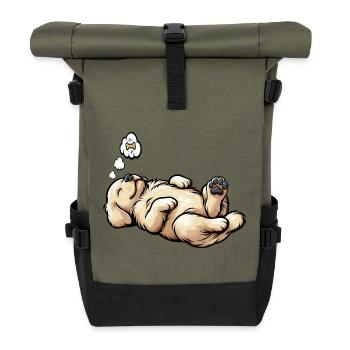 Golden Retriever Goldie Goldiebesitzer Goldies - Rolltop Rucksack - Olive/Schwarz - Vorne