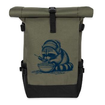 Spaghetti Raccoon - Roll Top Backpack - olive/black - Front