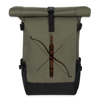 archery arrow bow crossbow target sports6 - Roll Top Backpack - olive/black - Front