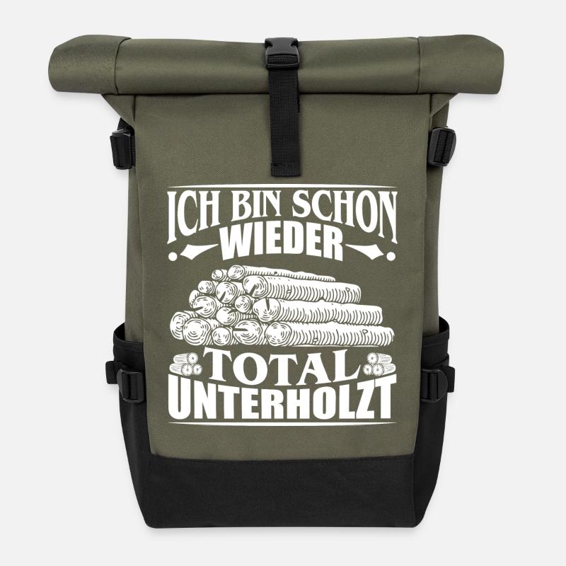 HOLZ SÄGE KETTENSÄGE GESCHENK WALD FÖRSTER BERUF - Rolltop Rucksack - Olive/Schwarz