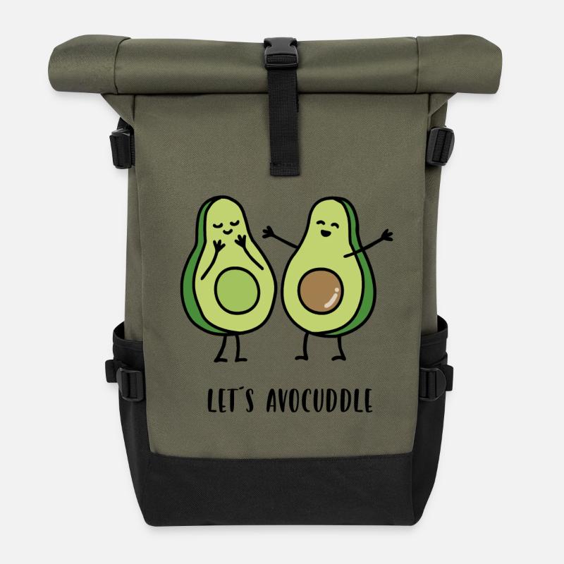 Let's avocuddle - Roll Top Backpack - olive/black