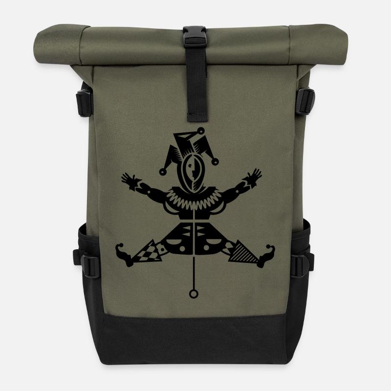 Jumping jack with jester hat - Roll Top Backpack - olive/black