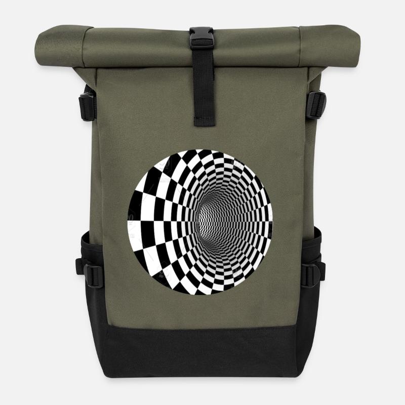 Tunnel Noir et Blanc Illusion - Sac à dos roll top - olive/noir