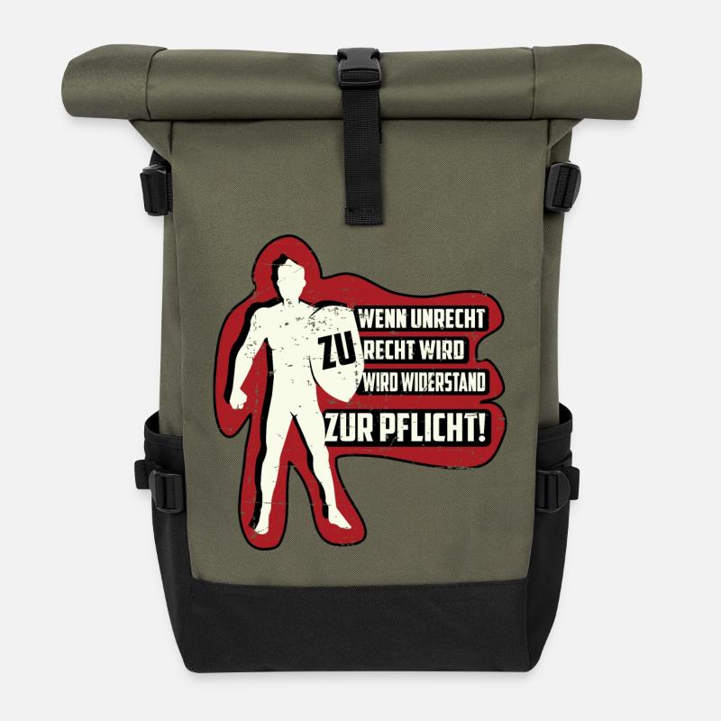 WENN UNRECHT ZU RECHT WIRD - Rolltop Rucksack - Olive/Schwarz