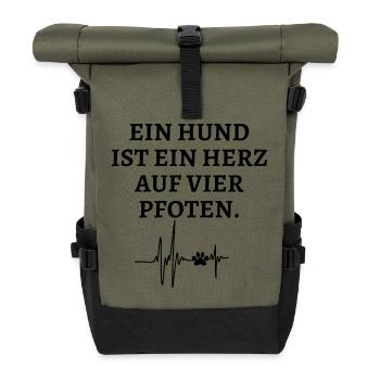 Schöner Hundespruch - Rolltop Rucksack - Olive/Schwarz - Vorne
